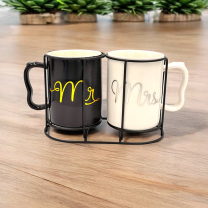 Mr & Mrs Mug Set with Holder