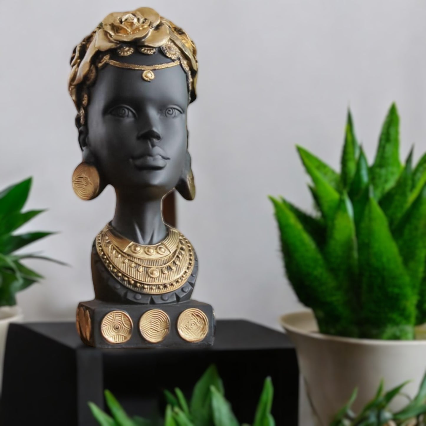 African Woman Head Statue