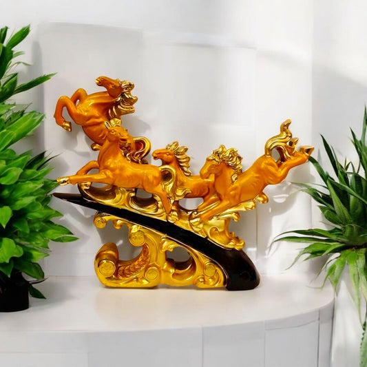 Majestic Golden Horses Decorative Statue