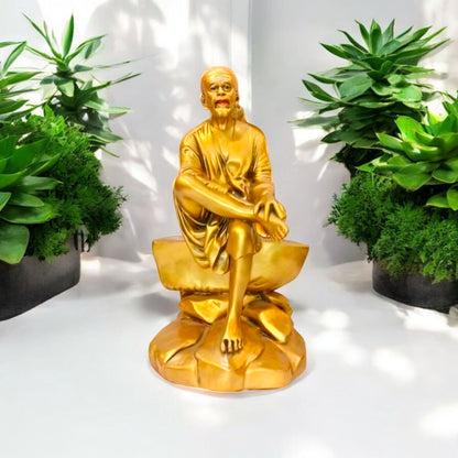 Elegant Gold Meditation Sai Statue