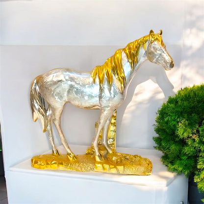 Elegant Silver and Gold Horse Sculpture