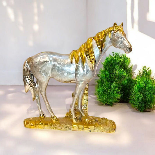 Elegant Silver and Gold Horse Sculpture