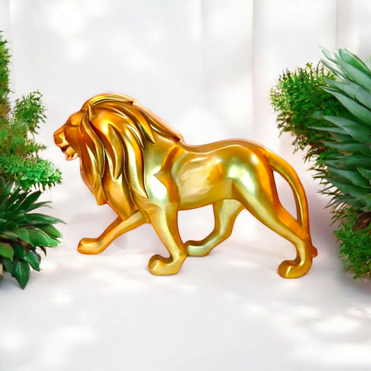 Striking Golden Lion Decorative Figurine