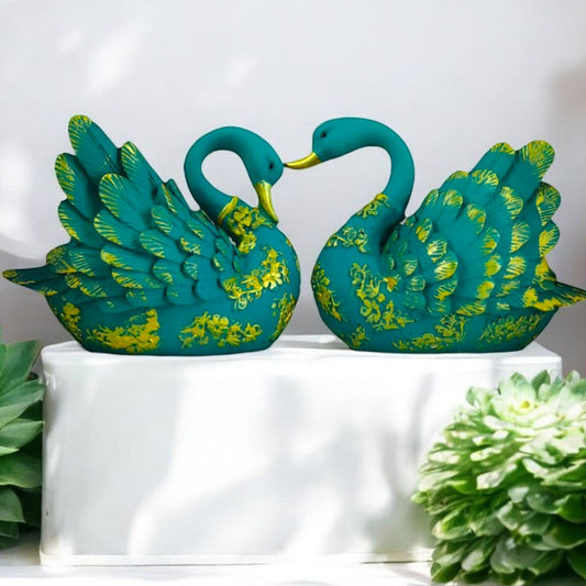 Elegant Decorative Swan Couple Figurines