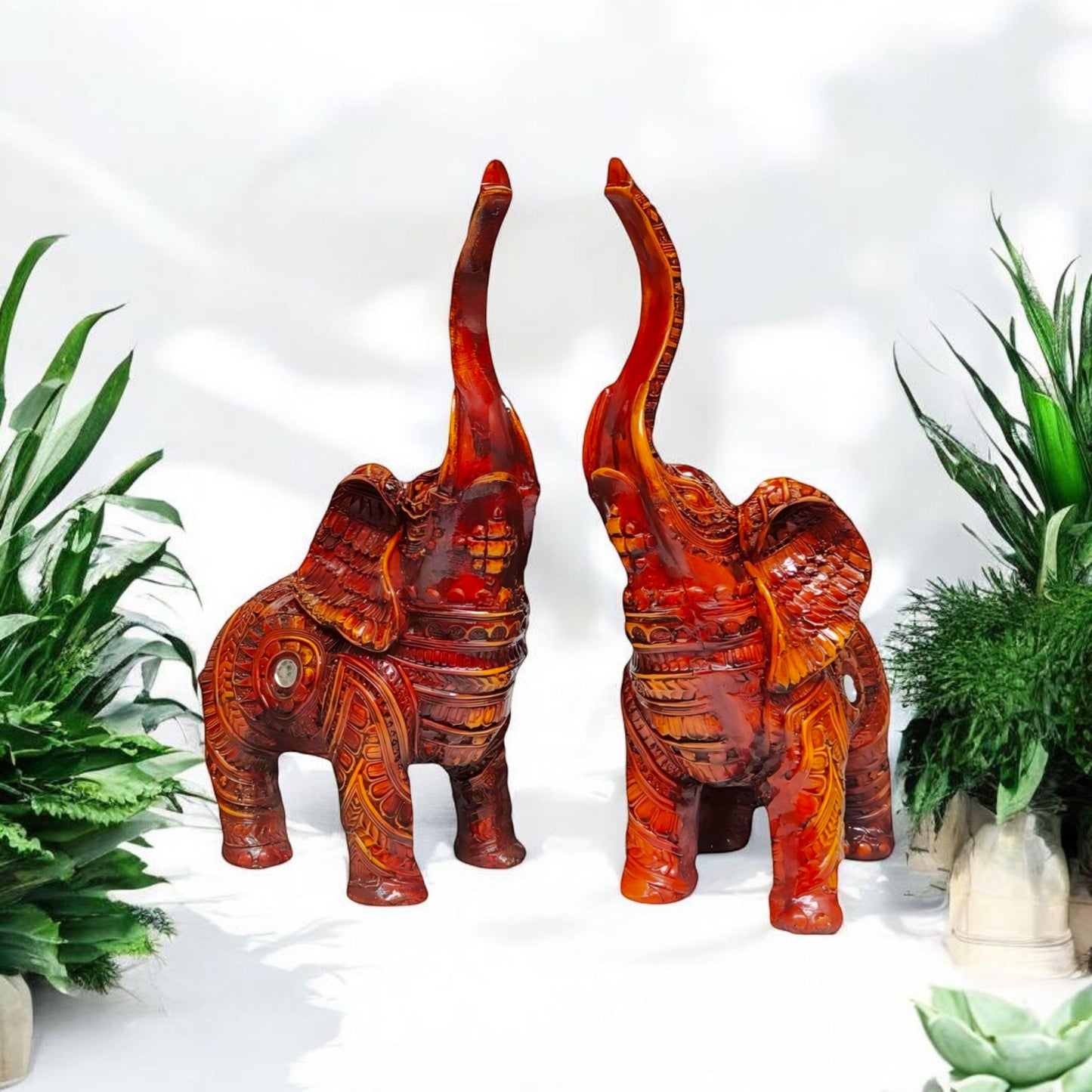 Stunning Handcrafted Elephant Figurine Set