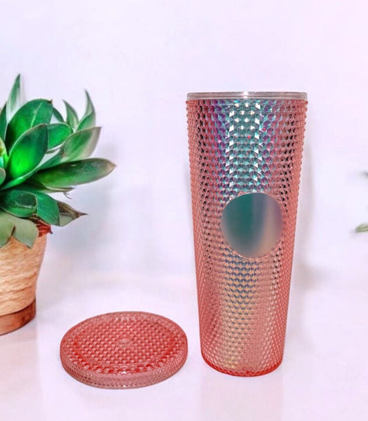 Diamond Textured Rose Gold Tumbler