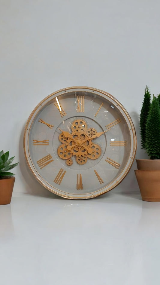 Vintage-Inspired Wall Clock with Exposed Gear Design