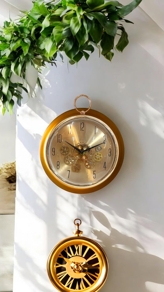 Vintage-Inspired Wall Clock with Exposed Gear Design