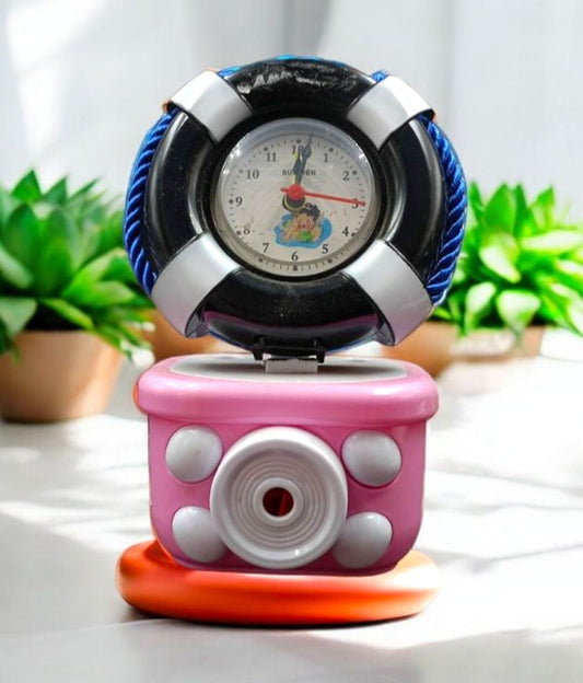 Nautical-Themed Cartoon Clock on a Fun Pink Base