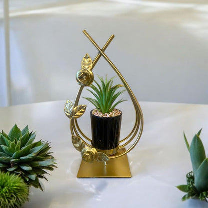 Gold Floral Metal Planter Stand