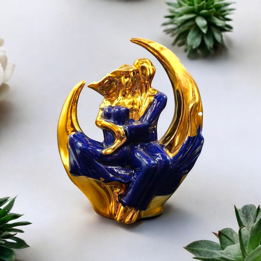 Romantic Couple on Crescent Moon Figurine