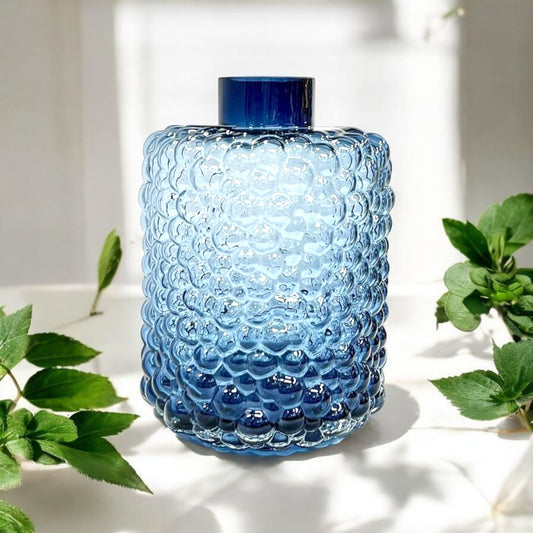 Blue Bubble Glass Vase