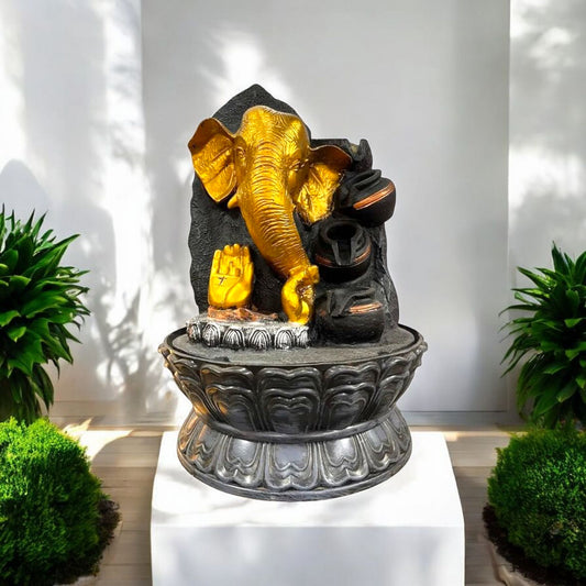 Golden Ganesh Face Water Fountain
