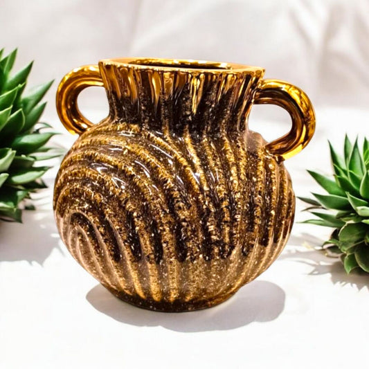 Gold Textured Decorative Ceramic Vase