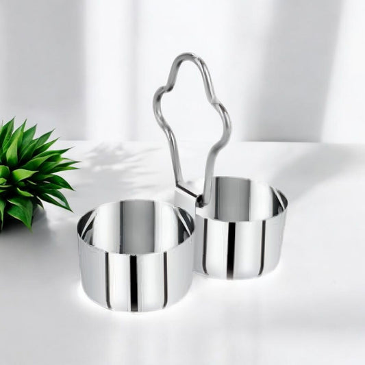Stainless Steel 2-Bowl Chutney Server