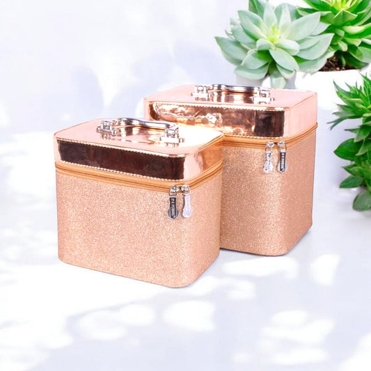 Rose Gold Glitter Vanity Organizer Case