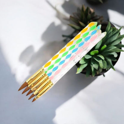Colorful Swirl Handle Nail Art Brushes
