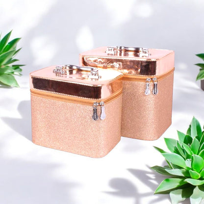 Rose Gold Glitter Vanity Organizer Case