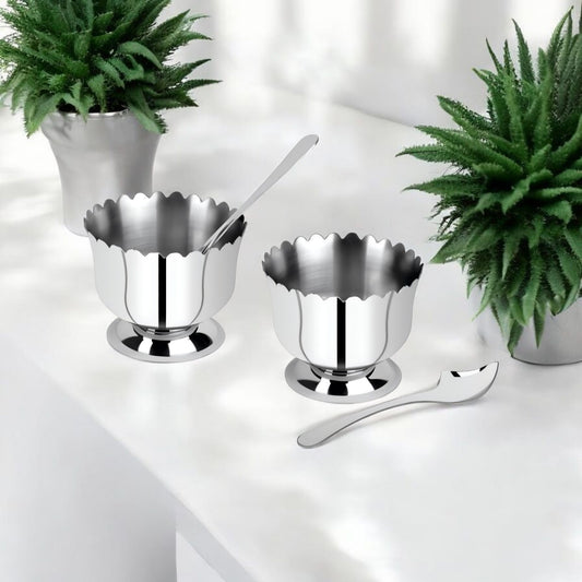 Stainless Steel Dessert Bowls with Spoons