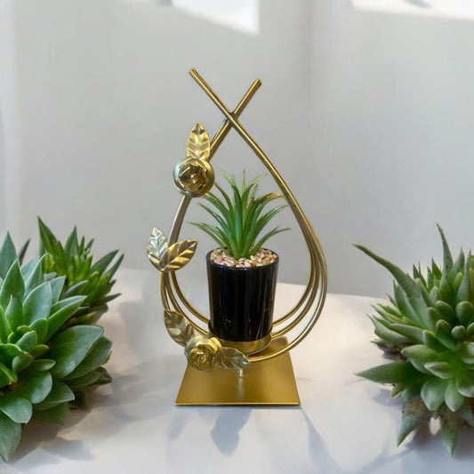 Gold Floral Metal Planter Stand