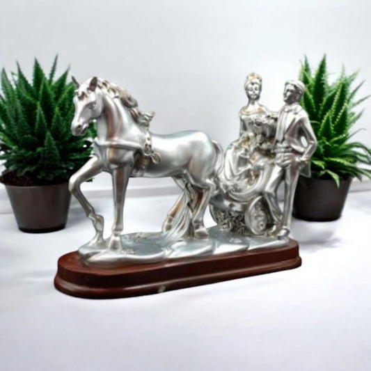 Couple Horse Carriage Figurine