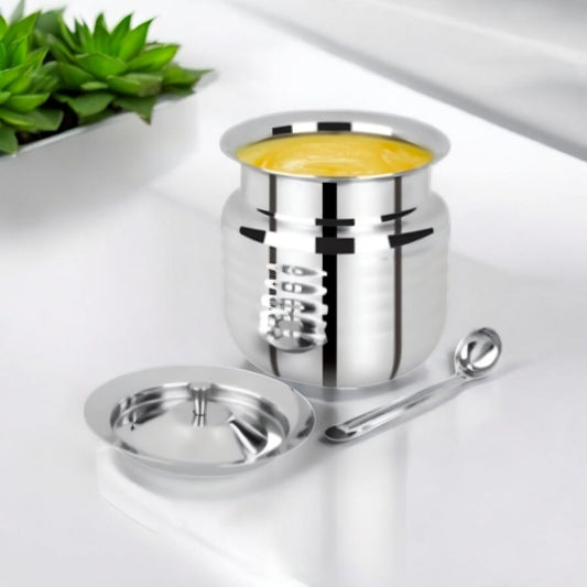Stainless Steel Pot with Lid & Spoon