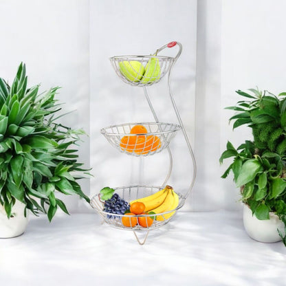 Three-Tier Stainless Steel Fruit Basket