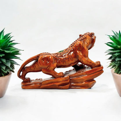Hand Carved Wooden Tiger Sculpture