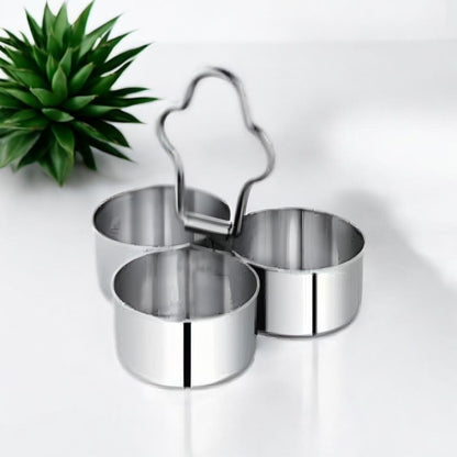 Stainless Steel 3-Bowl Chutney Server