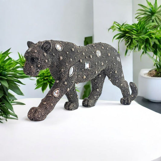 Elegant Black Panther Figurine with Gem Accents