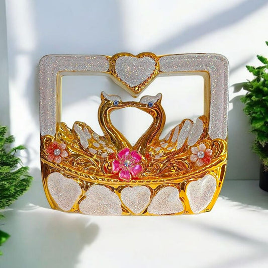 Golden Swan Couple Decorative Showpiece