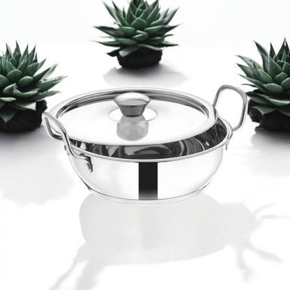 Stainless Steel Deep Kadhai with Lid