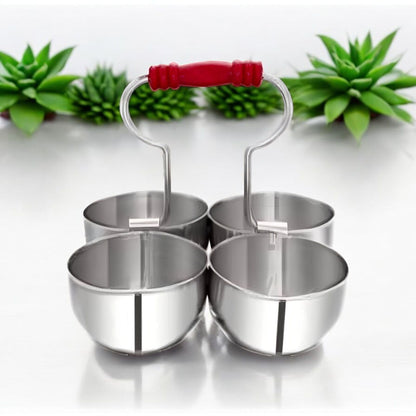 Stainless Steel 4-Bowl Chutney & Sauce Server