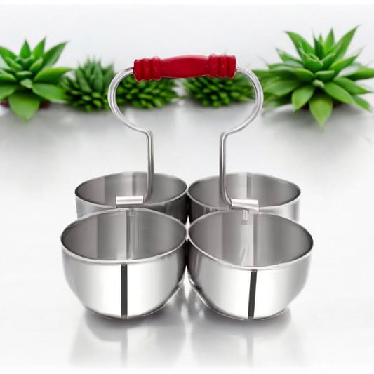 Stainless Steel 4-Bowl Chutney & Sauce Server