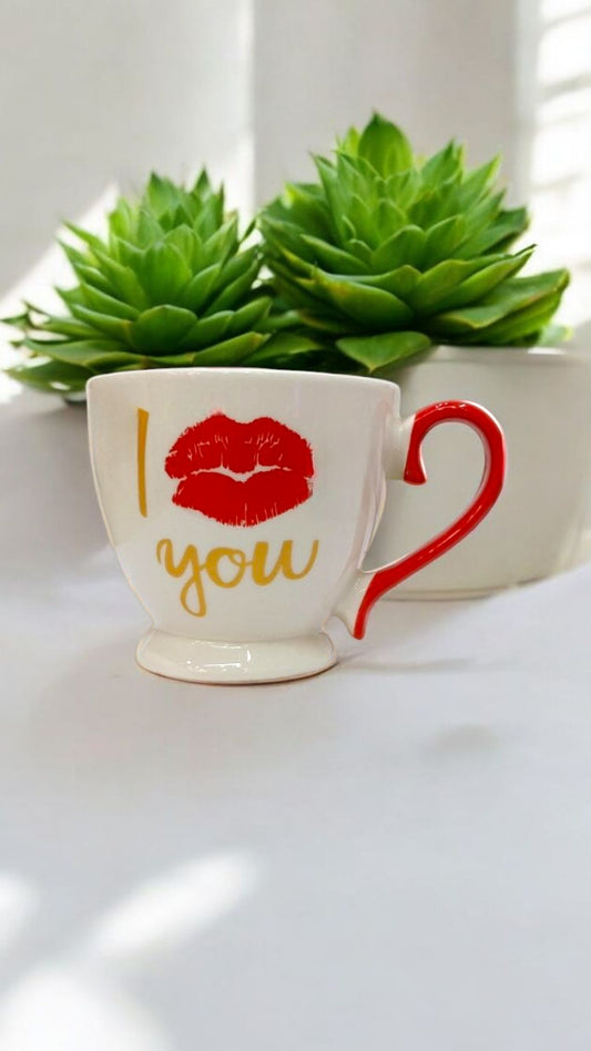 Tea Cup with Red Heart Handle