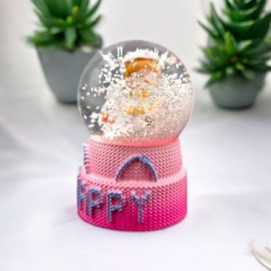 HAPPY Snow Globe A Whimsical Touch of Winter Magic