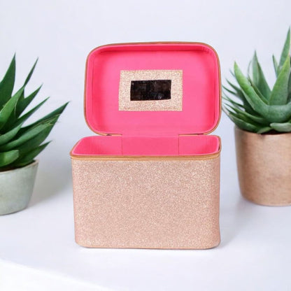 Rose Gold Glitter Vanity Organizer Case