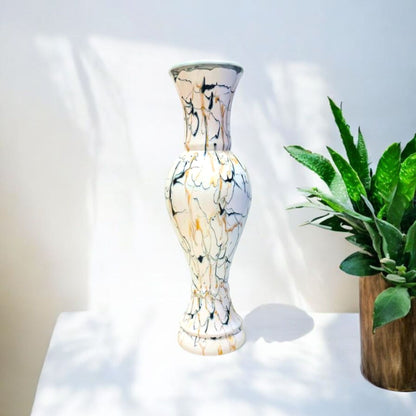 Elegant Marble-Patterned Decorative Vase