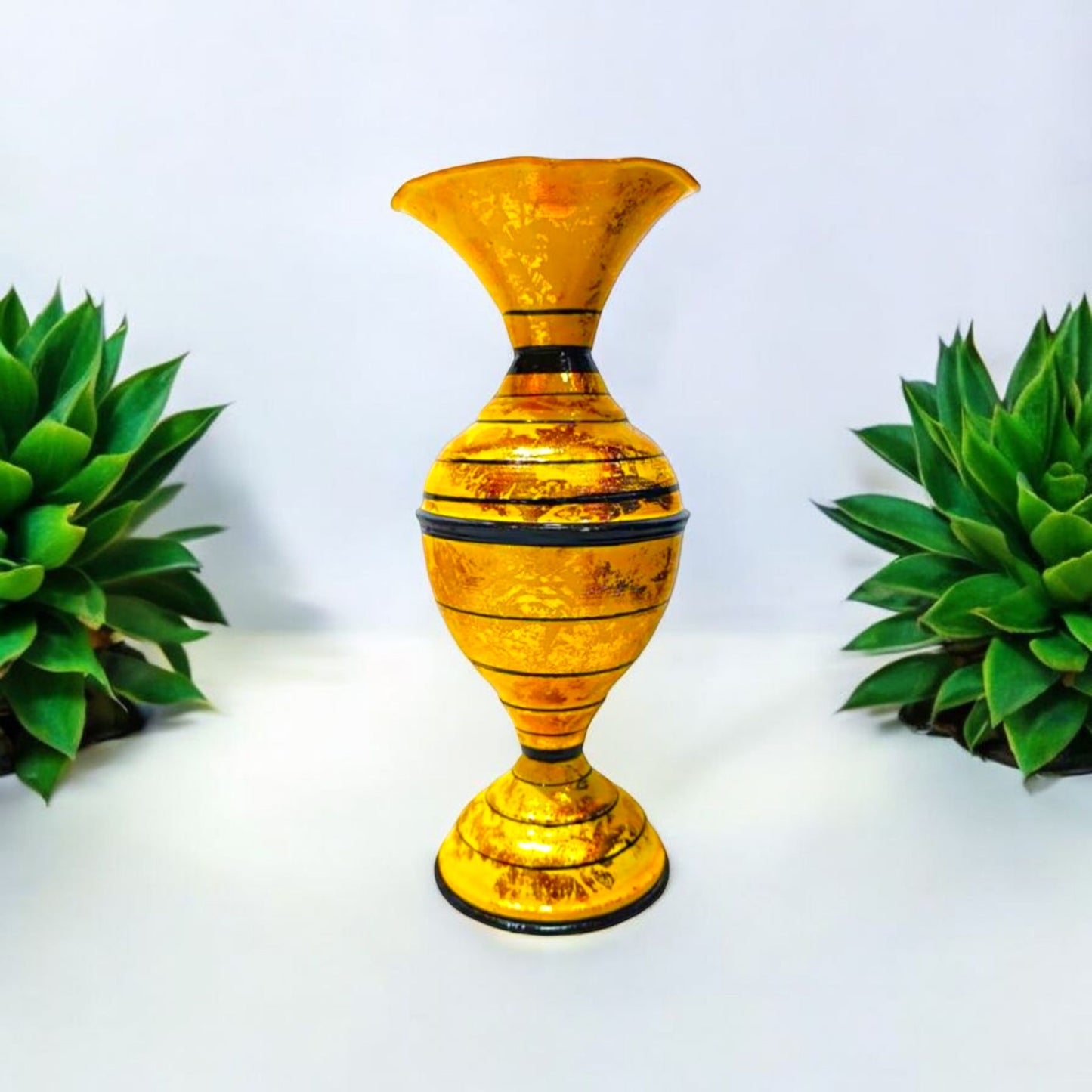 Vibrant Amber Decorative Glass Vase