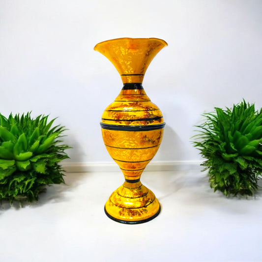 Vibrant Amber Decorative Glass Vase