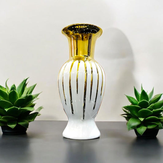 Gold and White Decorative Vase