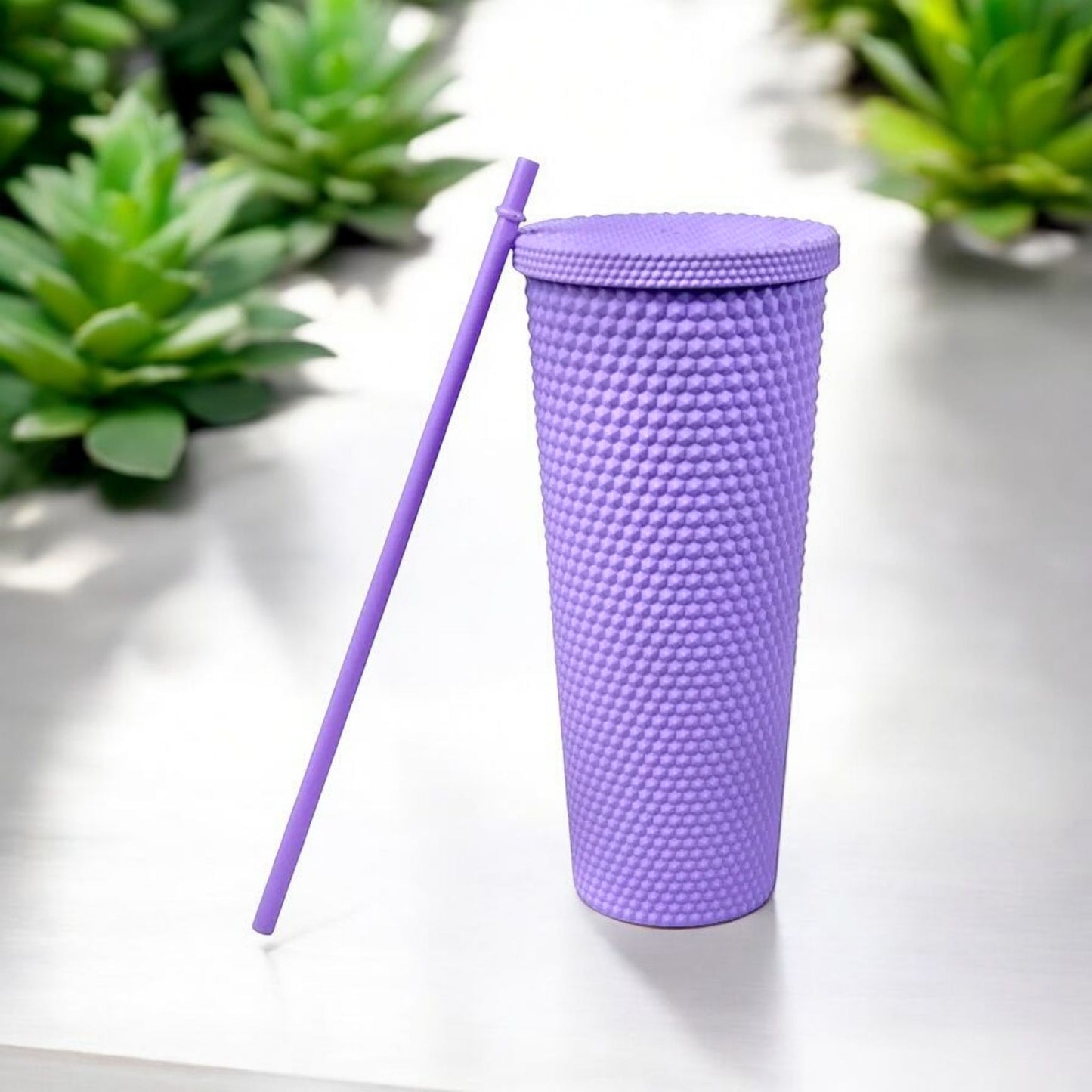 Trendy Purple Silicone Tumbler with Straw