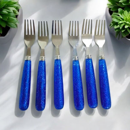 Glitter-Handle Stainless Steel Fork Set