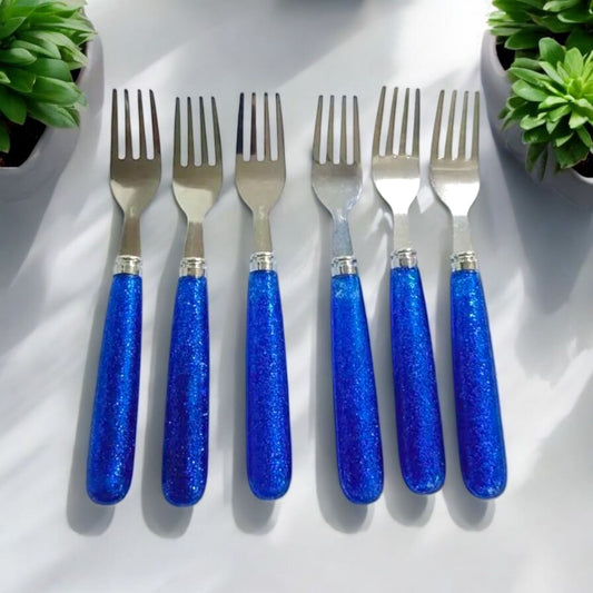 Glitter-Handle Stainless Steel Fork Set