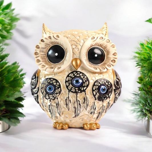 Decorative Owl Figurine with Evil Eye Motif set of 3