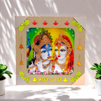 Decorative Radha Krishna Wall Frame with LED Backlight
