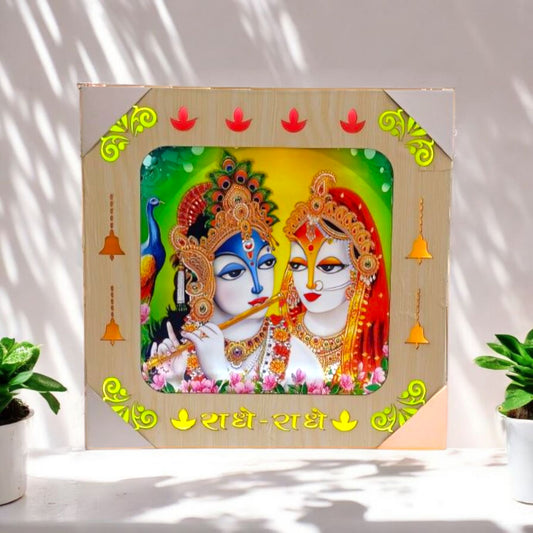 Decorative Radha Krishna Wall Frame with LED Backlight