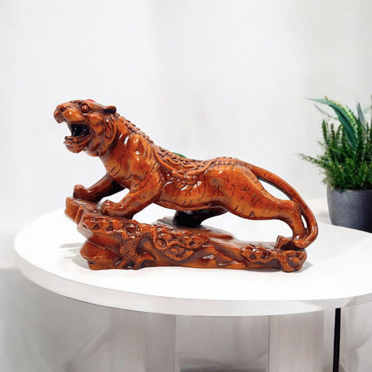 Hand Carved Wooden Tiger Sculpture