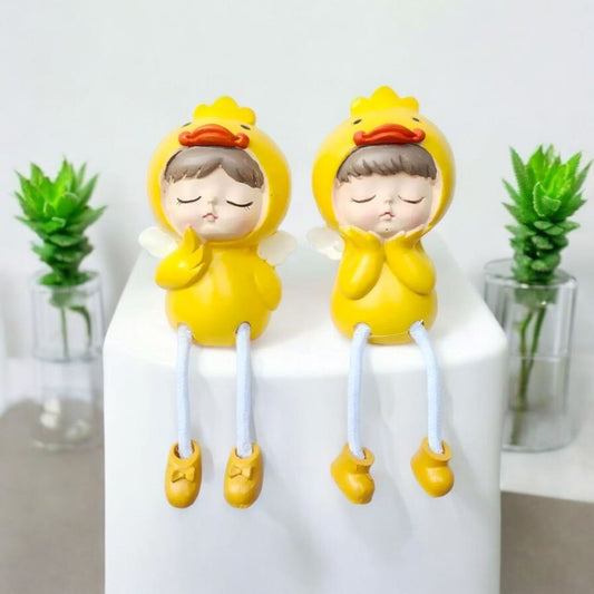 Cute Yellow Duck Figurine Set