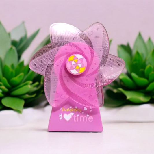 Pink Floral Pinwheel Mini Fan